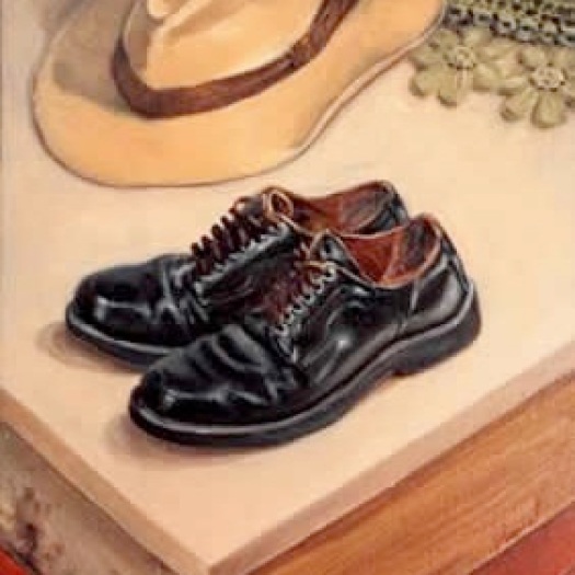 Zapato y sombrero. Óleo sobre lienzo -